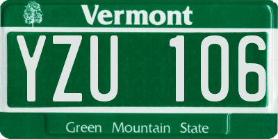 VT license plate YZU106