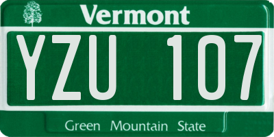 VT license plate YZU107