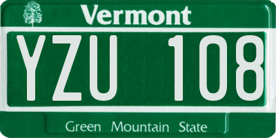 VT license plate YZU108