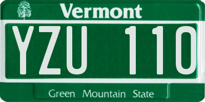 VT license plate YZU110