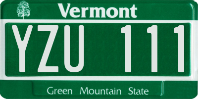 VT license plate YZU111