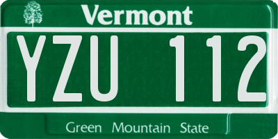 VT license plate YZU112