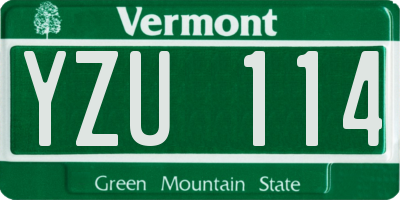 VT license plate YZU114