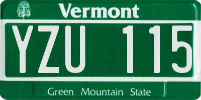 VT license plate YZU115