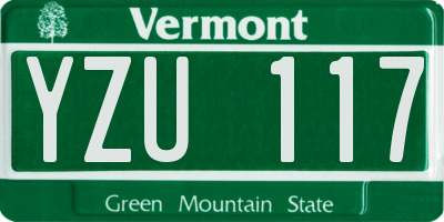 VT license plate YZU117