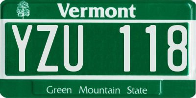 VT license plate YZU118