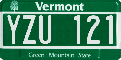 VT license plate YZU121