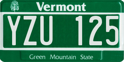 VT license plate YZU125