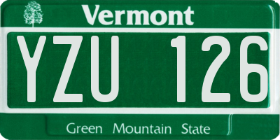 VT license plate YZU126