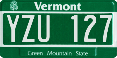 VT license plate YZU127