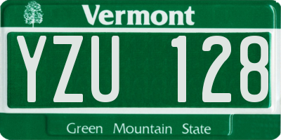 VT license plate YZU128