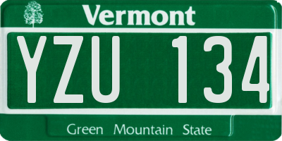 VT license plate YZU134