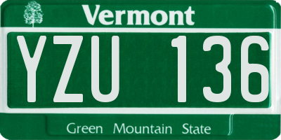 VT license plate YZU136