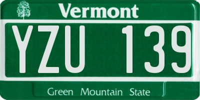 VT license plate YZU139