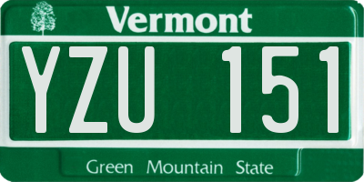 VT license plate YZU151