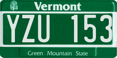 VT license plate YZU153