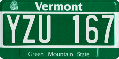 VT license plate YZU167