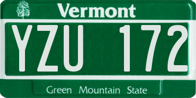 VT license plate YZU172