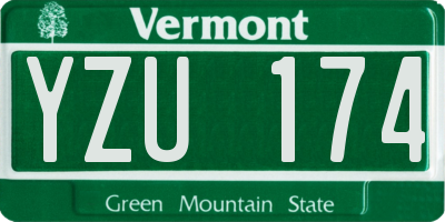 VT license plate YZU174