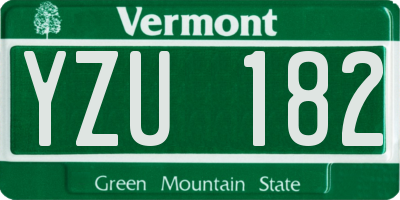 VT license plate YZU182