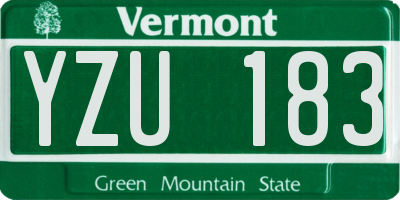 VT license plate YZU183