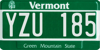 VT license plate YZU185