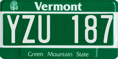 VT license plate YZU187
