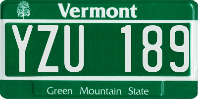 VT license plate YZU189
