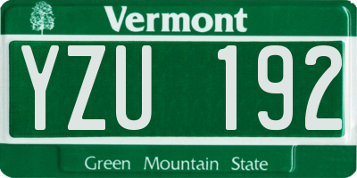 VT license plate YZU192