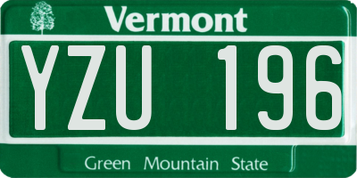 VT license plate YZU196
