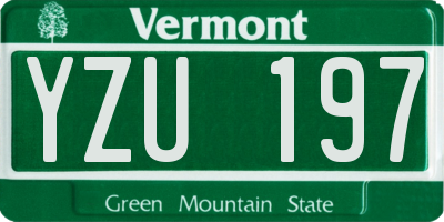 VT license plate YZU197