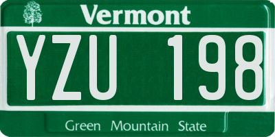 VT license plate YZU198