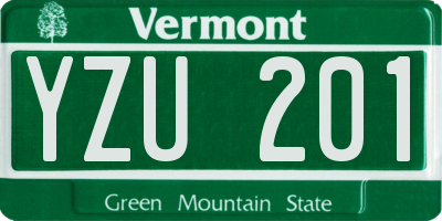 VT license plate YZU201