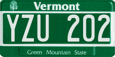 VT license plate YZU202