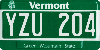 VT license plate YZU204