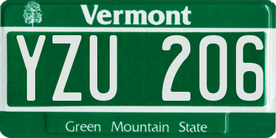 VT license plate YZU206