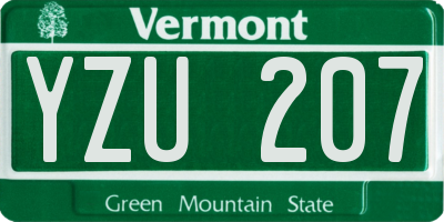 VT license plate YZU207