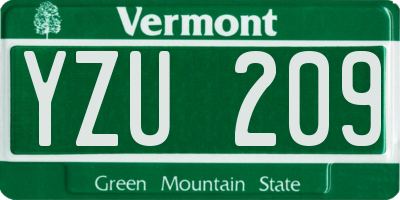 VT license plate YZU209