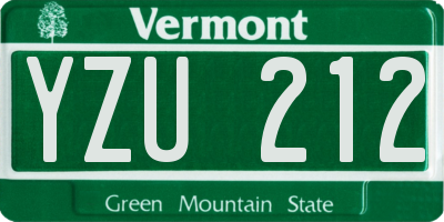 VT license plate YZU212