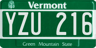 VT license plate YZU216