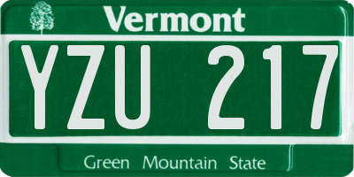 VT license plate YZU217