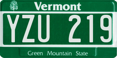 VT license plate YZU219