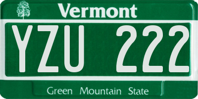 VT license plate YZU222