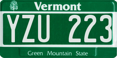 VT license plate YZU223