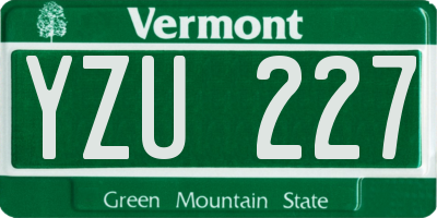 VT license plate YZU227