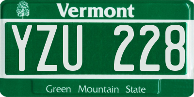 VT license plate YZU228