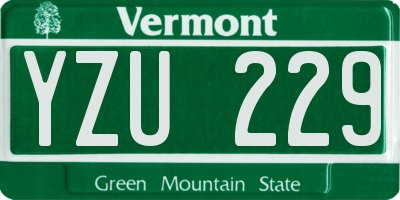 VT license plate YZU229