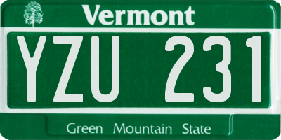 VT license plate YZU231