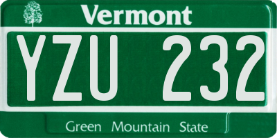 VT license plate YZU232