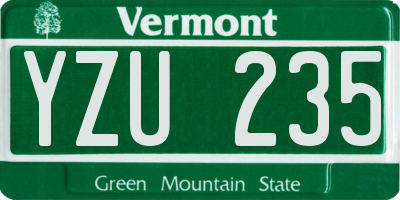 VT license plate YZU235